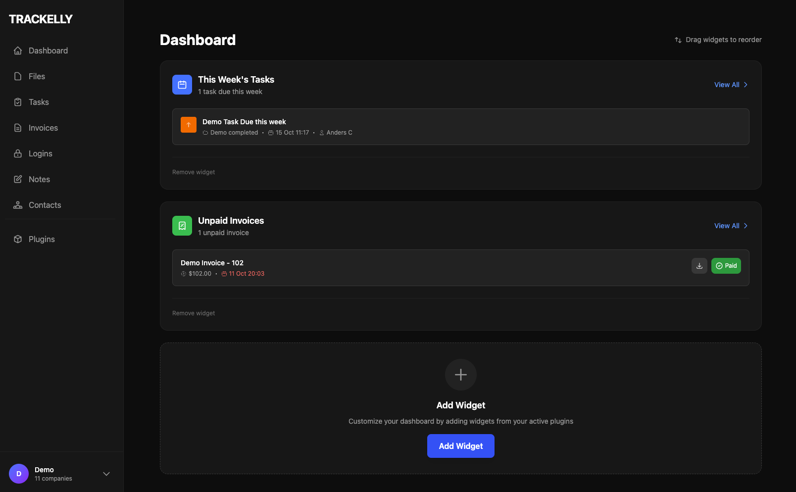 Trackelly Dashboard - Manage your business in one place